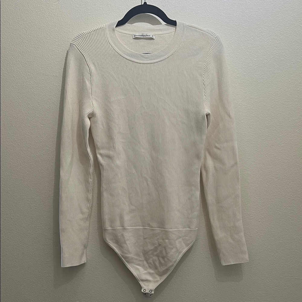 //ABERCROMBIE & FITCH// Ribbed Knit Ivory Bodysuit